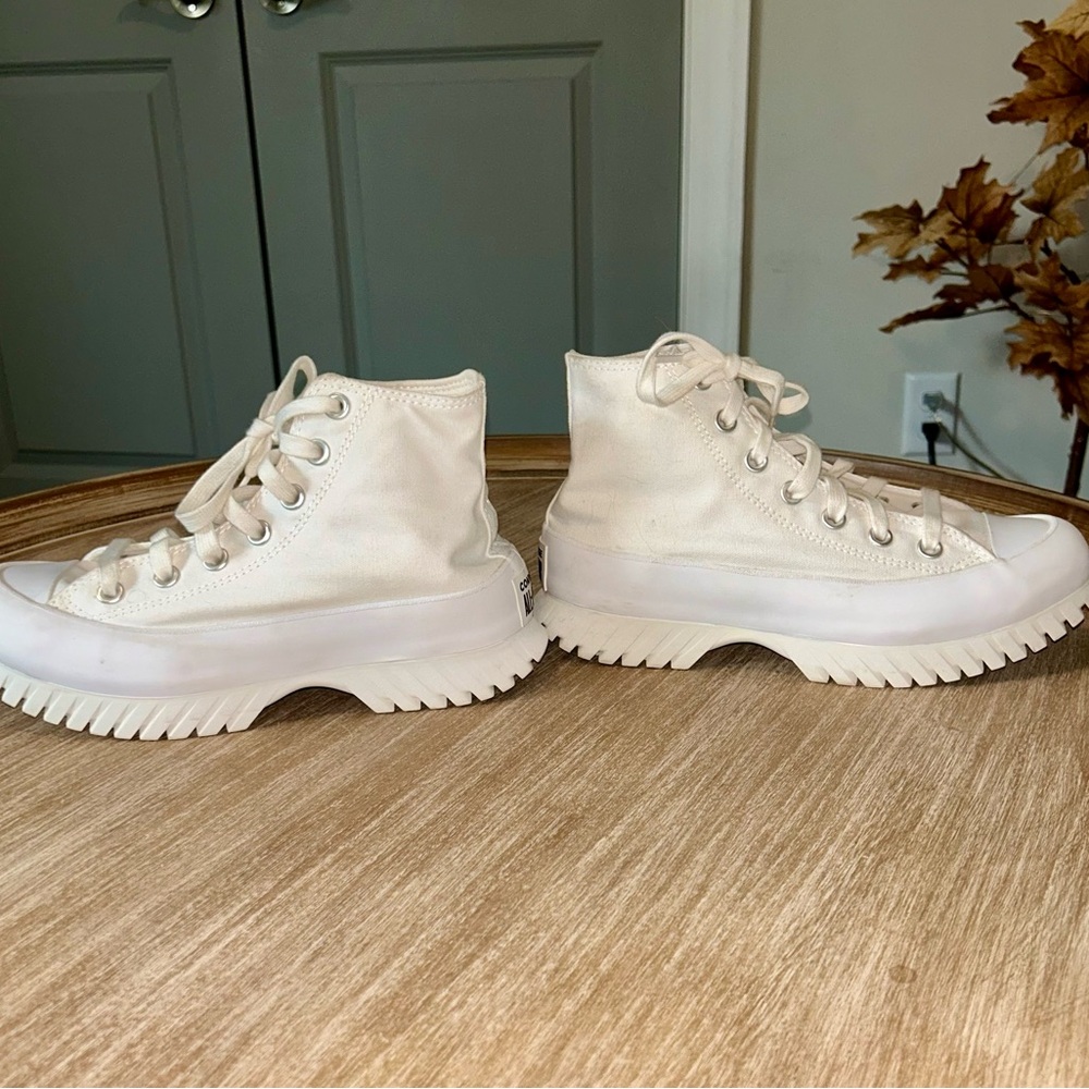 Converse Women's White Platform High-Tops - Picture 3 of 5